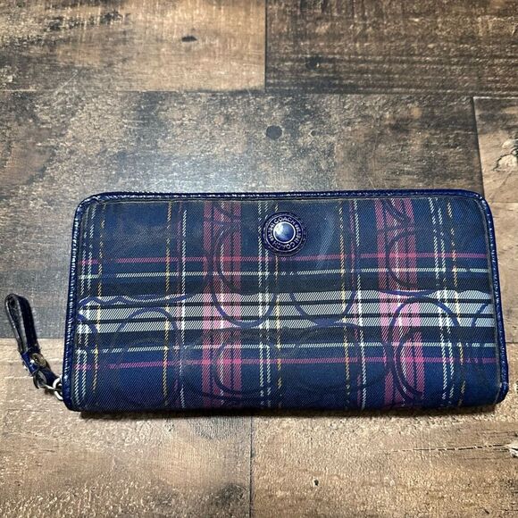 Coach Handbags - Coach Tartan Plaid Zip Around Wallet